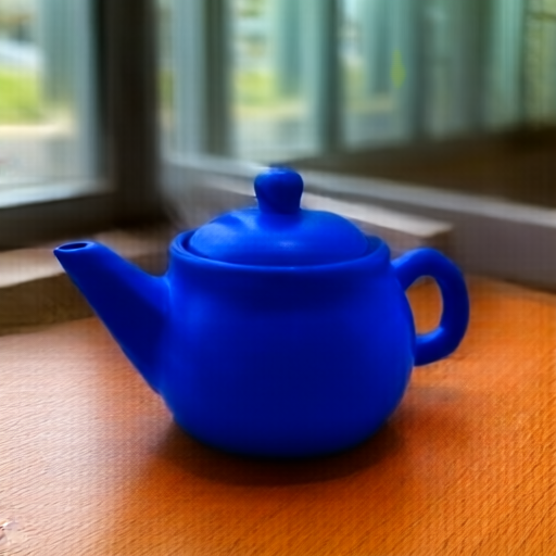 The same ceramic teapot edited to cobalt blue